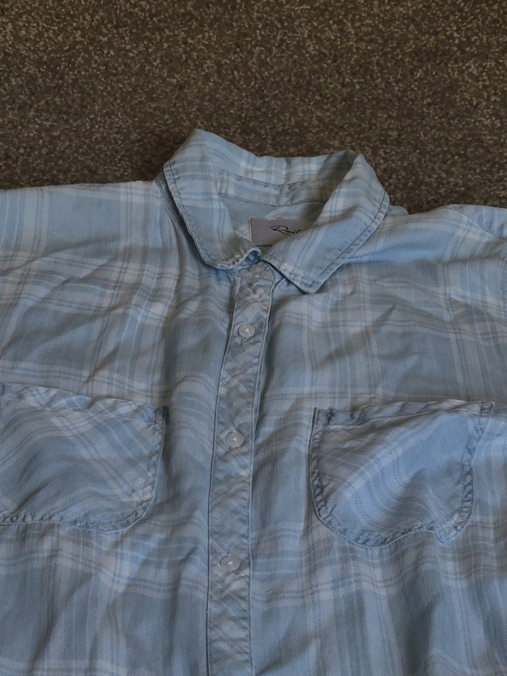 Rails Light Blue Liam Plaid Chambray Long Sleeve Button down top - Picture 5 of 10